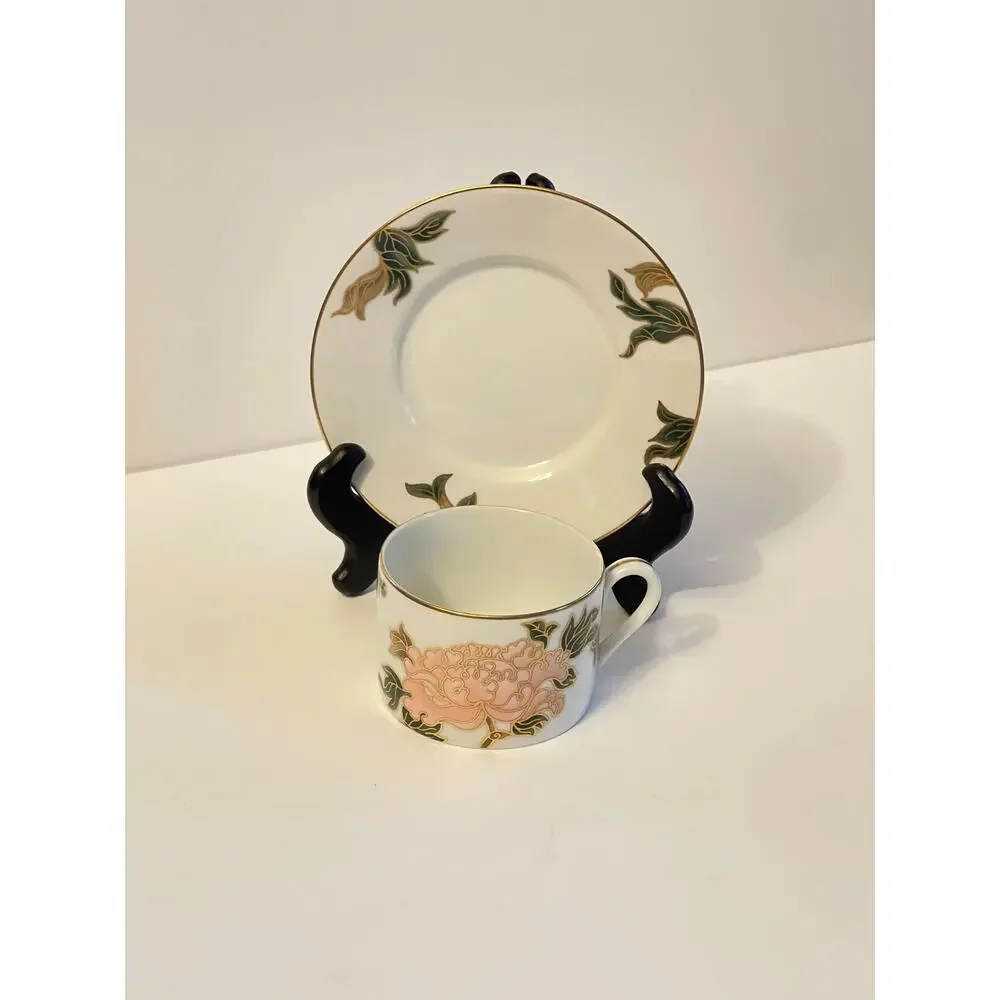 Cloisonne Peony White by FITZ & FLOYD Cup & Saucer
